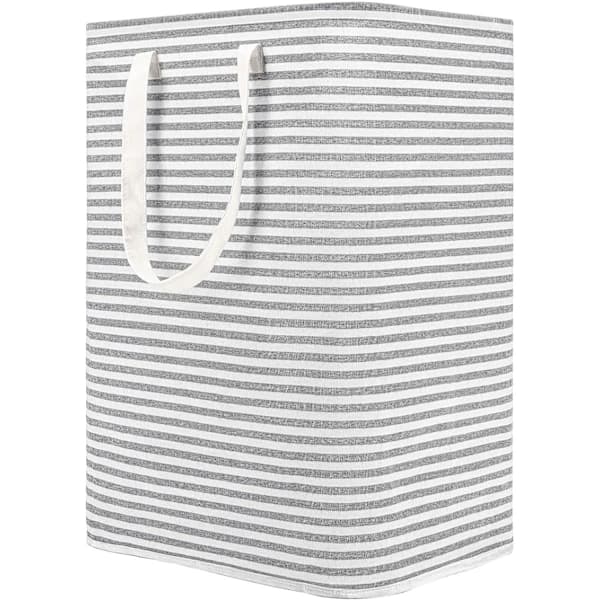 [PL】80L Freestanding Laundry Hamper with Handles, Foldable Large Cotton Storage Basket for Clothes (Grey)