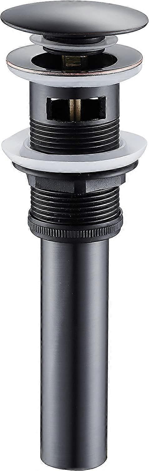 Pop Up Push Open Drain Plug with Overflow Protection for Sink Brass Drain Valve Black Color [DB]