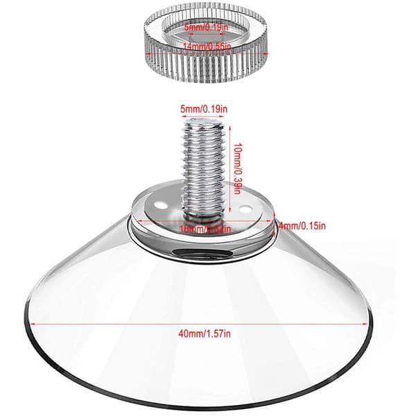 Yixiang Sugproppar Ø 40mm, 10 st, M5-gängor, Rostfria, Transparent Räfflad Mutter
