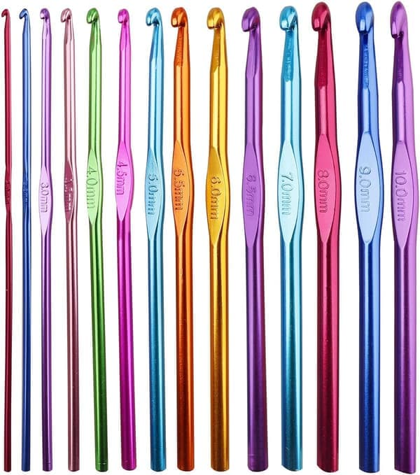 14 Pieces Aluminum Crochet Hooks, Multicolor Knitting Needles Craft Making Tools Yarn Set 2mm-10mm