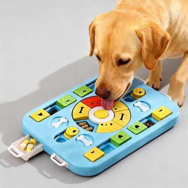 Interactive Dog Puzzle Toy and Slow Feeder - IQ Training and Mental Stimulation for Large, Medium, and Small Dogs (Blue) Blue