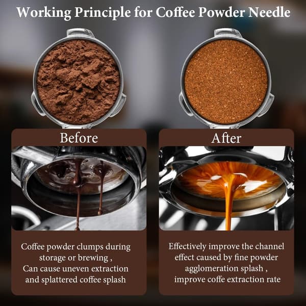 Espresso Distribution Tool with Stand, 0.3mm 7 Needles Espresso Stirrer for Barista-FX-