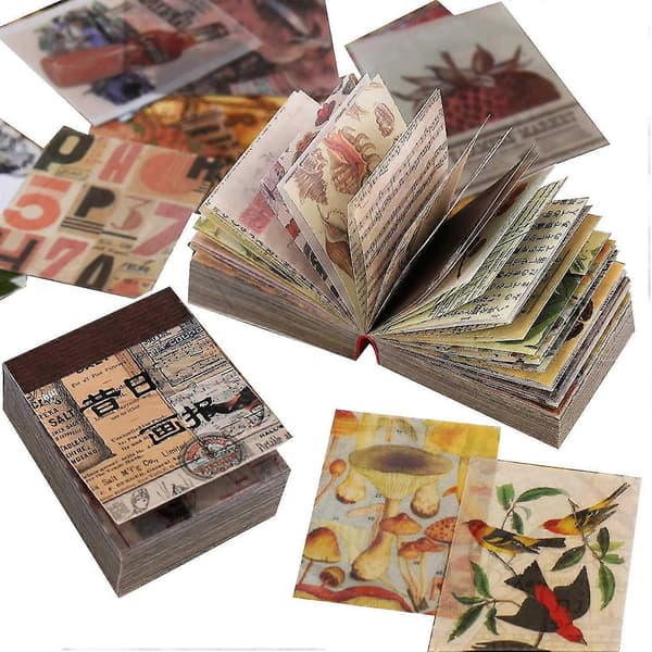 2-pak Vintage Scrapbooking Materiale, Scrapbogspapir til Journaling, Decoupage-papir til