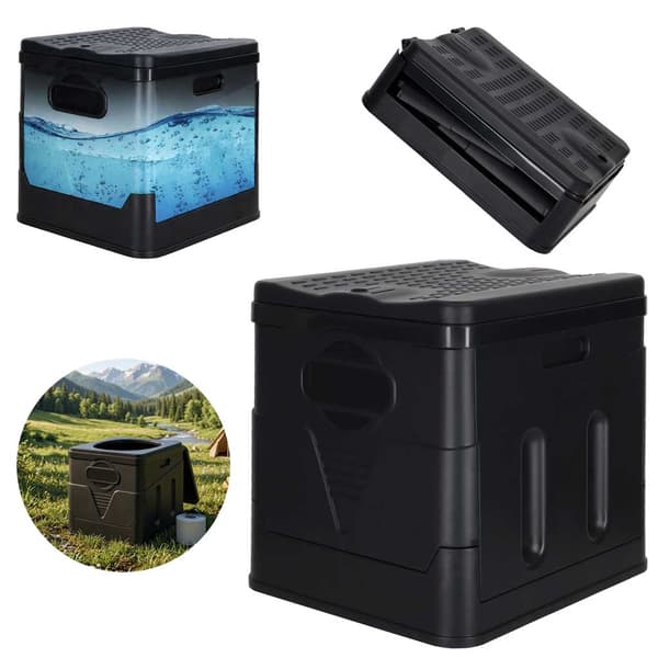 Bärbar campingtoalett, hopfällbar 20L, 12 påsar