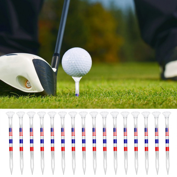 30 Pack Golf Tees Ubrydelig gennemsigtig akryl, plastik Golf Tees Reducer Side Spin & Friktion, Lang Golf Tees