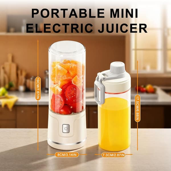 Bärbar Blender USB-C Uppladdningsbar 450ml Smoothie Maker Tritan För Smoothies Is Barnmat Vit