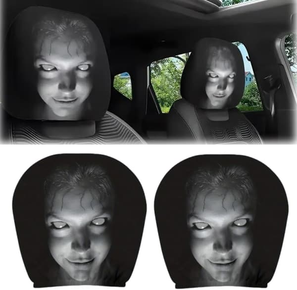 2-pack Ghost Face bilnackstödsskydd, roliga nackstödsskydd för bil, dammskydd för bilbarnstolsnackstöd bilinteriör