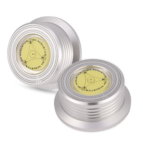 Silver LP Vinyl Disc Record Stabilizer Clamp with Bubble Level and Speed Detection (50/60Hz)