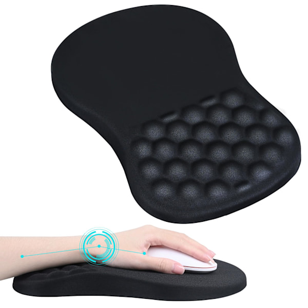 Ergonomic Mouse Pad Wrist Support with Massage Design, Wrist Rest Pain Relief Mousepad with Memory Foam&Non-Slip PU Base, Pads for Wireless Mouse