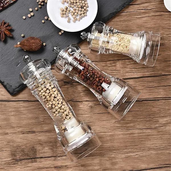 [CA] Pepper Mill - Acrylic Salt and Pepper Grinders Adjustable Coarseness With Ceramic Rotor Kitchen Accessories As Shown