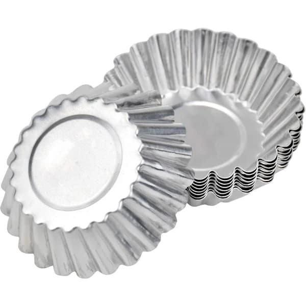 30-pak Æggetærteforme - Bageforme i stål - Muffinsforme - Cupcakeforme - Buddingforme - Desserter - Is - Non-stick & Genanvendelige - Sølv