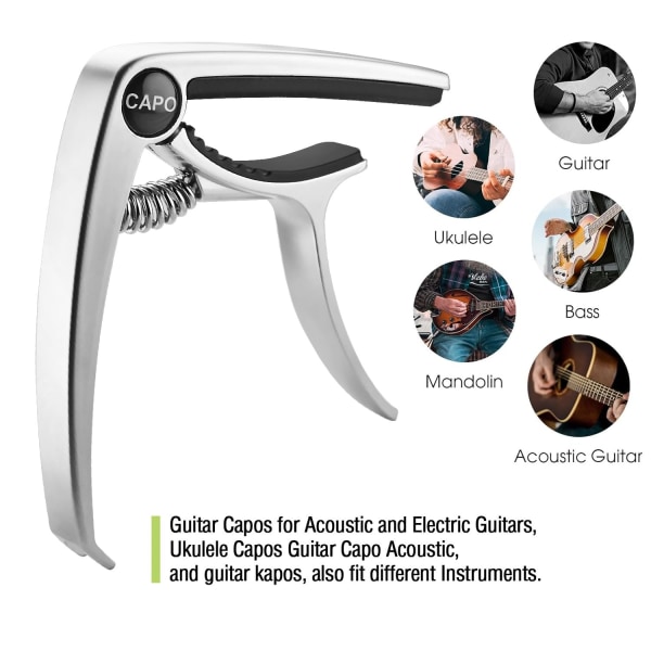 Gitar Capo for Akustiske og Elektriske Gitarer - Allsidig 6-Strengs Capo for Forbedret Lyd - Essensielt Gitar Tilbehør A6