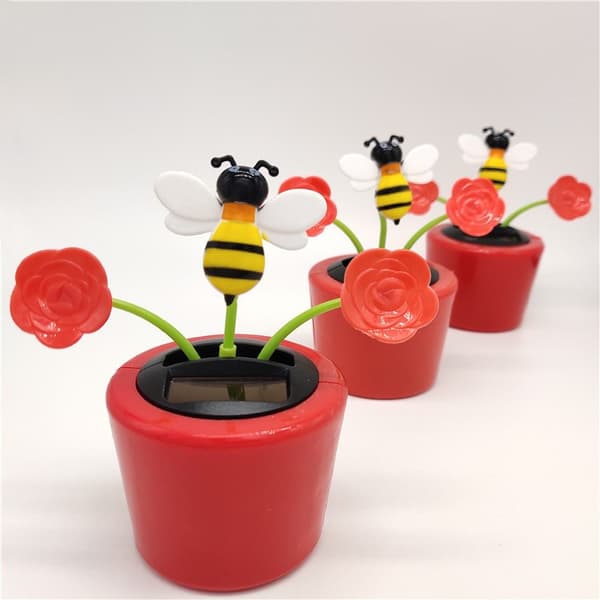 Tre blomster solcelleæbleblomst bil gynge nikker solblomst bilpynt kreativ gave