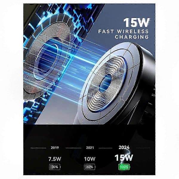 Magnetisk Universal Telefonholder til Luftventil med Trådløs Opladning til Bilnavigation Bærbart Beslag