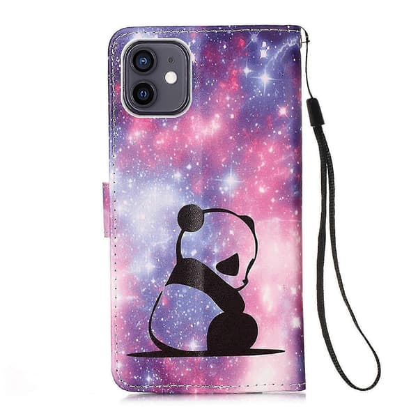 Compatible with iPhone 12 Case Leather Flip Wallet Case with Card Slots Holder Stand Pattern - Panda