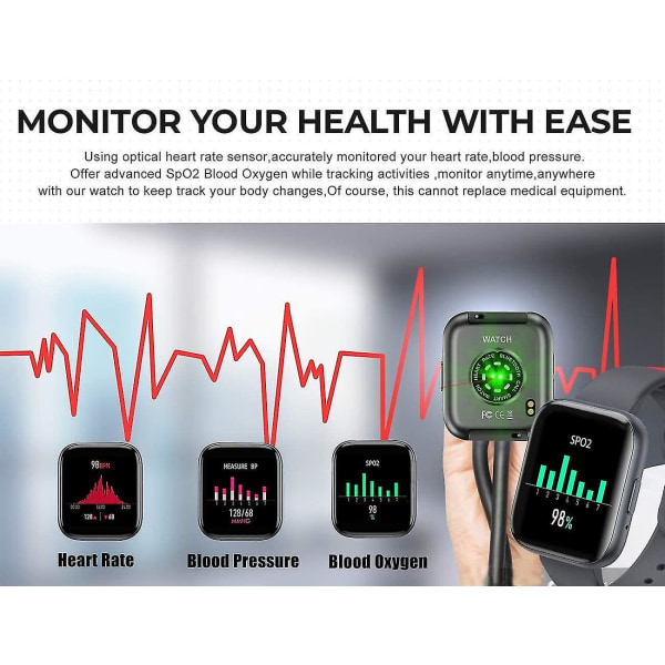 Smart Watch(ta emot/ringa samtal) 1,54'' Full Touch Screen Fitness Tracker med liv Vattentät puls/blodtryck/syre stegräknare Sleep Tra
