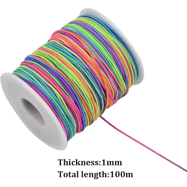 Elastisk perletråd 1mm 100m Nylon Regnbue for DIY smykkelaging halskjeder armbånd