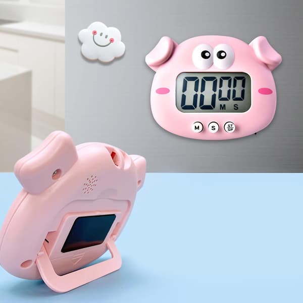 Digital kökstimer LCD-display magnetisk nedräkningstimer, kökstimer för matlagning nedräkning timer barntimer Rosa Pink