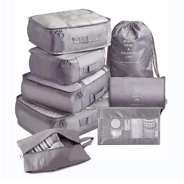 8 st kuber resebagageförpackningsorganisatörer set med toalettväska