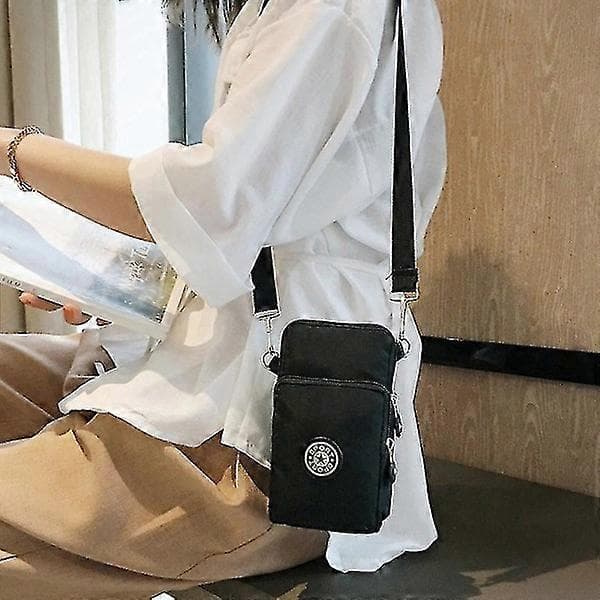 Dam Crossbody Mobiltelefon Axelrem Plånbok Blå Polyester Justerbar