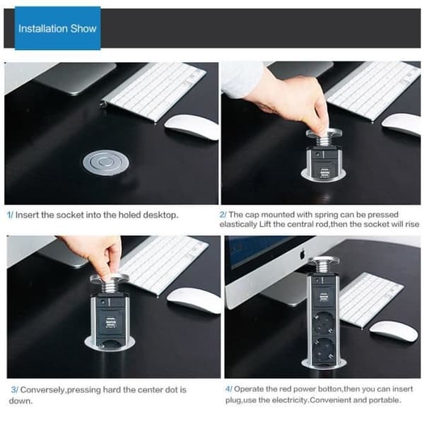 Indbygningsstikdåse - MÄRKE - 3 stik - 2 USB-porte - Cylindrisk