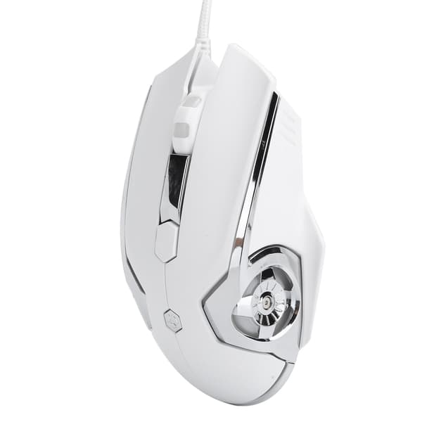 AJAZZ Wired Mouse 6 Buttons 4-Step DPI Adjustable Plug-in Computer External Input Device (White)