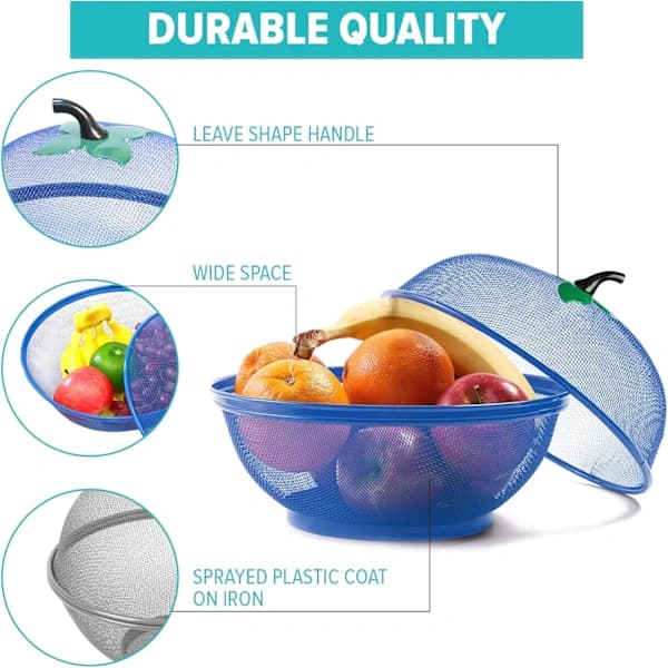 Apple-shaped fruit basket with mesh and lid, table stand for vegetables, dish rack for the kitchen