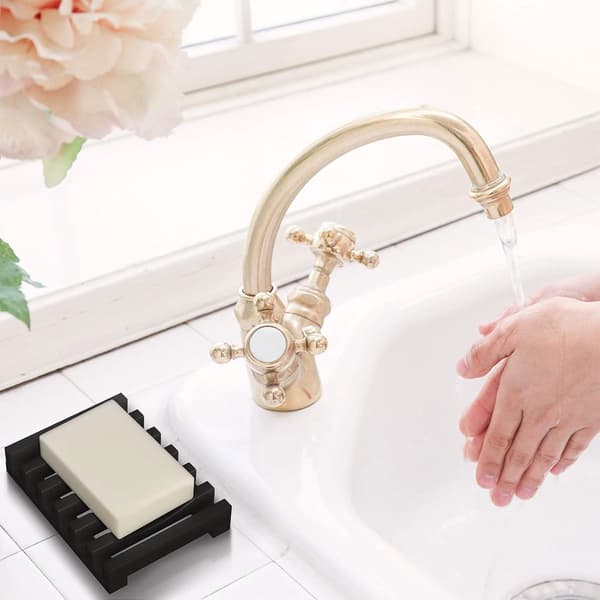 Silicone Soap Dish, 2 Pieces Black, Self-Draining Soap Holder, Bathroom Accessories