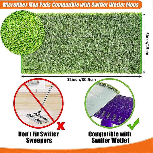 12-pak Reveal Mopp Mikrofiber Moppepuder til Wetjet Genanvendelige og Vaskbare Mikrofiber Moppepuder Refiller C