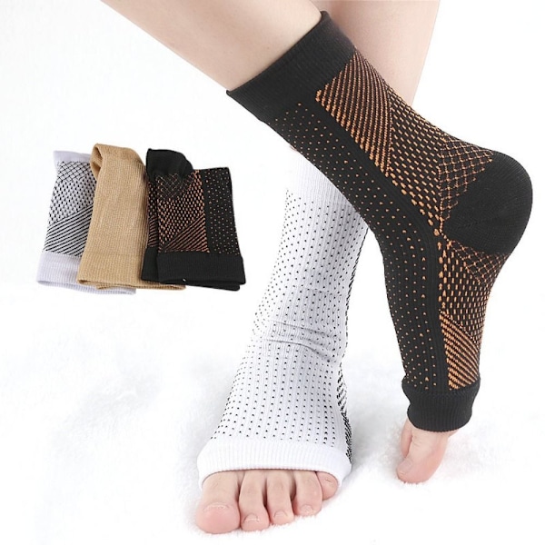 Ankel kompressionsstrømper Hæl sok SORT&KOBBER MM sort&kobber black&copper M-M