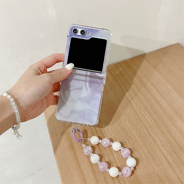 Samsung Galaxy Z Flip 5 Case, Cute Star Case With Wristband, Slim Shockproof Protective Case