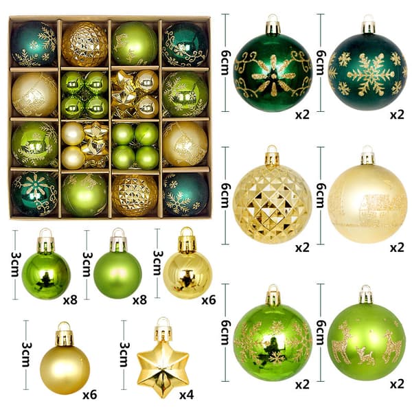 |NN| Christmas Tree Baubles 3-6cm 42pcs Decorations, Small Shatterproof Christmas Tree Baubles for Christmas Tree