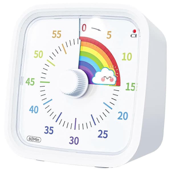 60 Minutters Visuell Timer med Beskyttelsesetui, Hvit