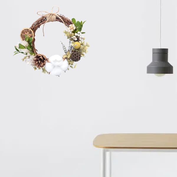 Naturlig bomullstørket blomsterkrans, for hjemmeinnredning, evighetskrans, juledekorasjon