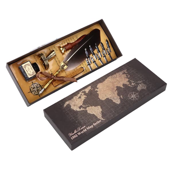Calligraphy Pen Retro Style Reliable Durable Replaceable Nibs Attractive Decorative Writing Tool for Gift Brown