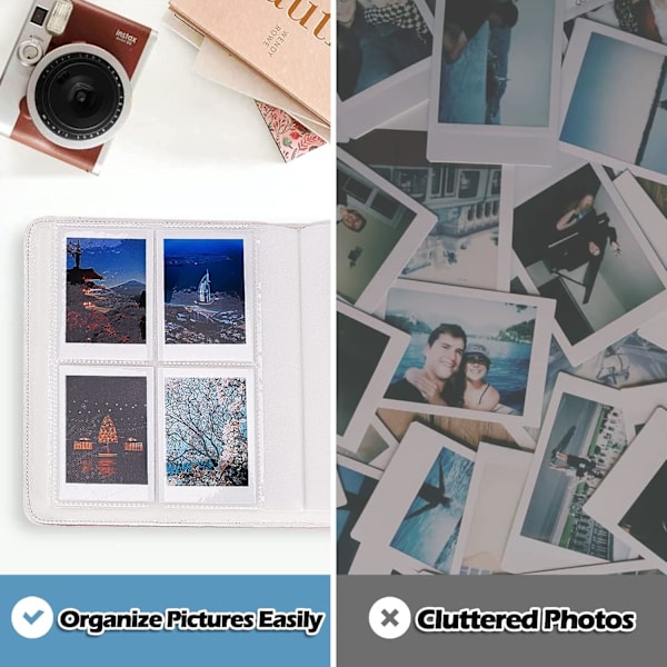 Valkoinen valokuva-albumi 3 tuuman filmille - 272+1 taskua, yhteensopiva Fujifilm Instax Mini 12 11 90 9 8 kanssa