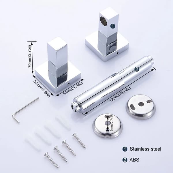 Wall-mounted toilet paper holder with spring-loaded system, heavy-duty square roll dispenser for bathroom, chrome
