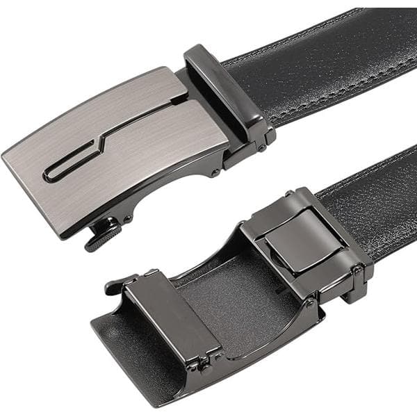 Herrebælte med automatisk spænde, Sort, 3,5 cm, 120 cm, PU Belt