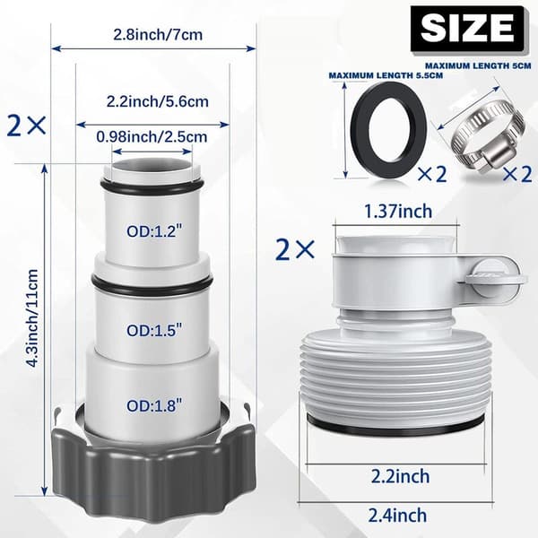 4PCS Pool Hose Adapter, Pool Hose Adapter, Intex Pool Adapter, Pool Hose Adapter, Pump Adapter, Connection f