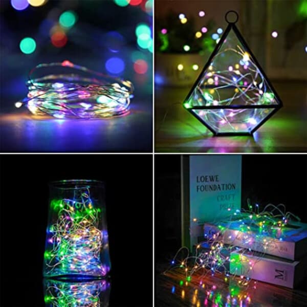 6-pakkaus 1m Mini LED-valosarja paristokäyttöinen monivärinen multicolor