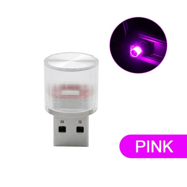 1x Mini Lampe Pære Tilbehør USB LED Bil Interiør Neon Atmosfære Ambient Lys, Rosa
