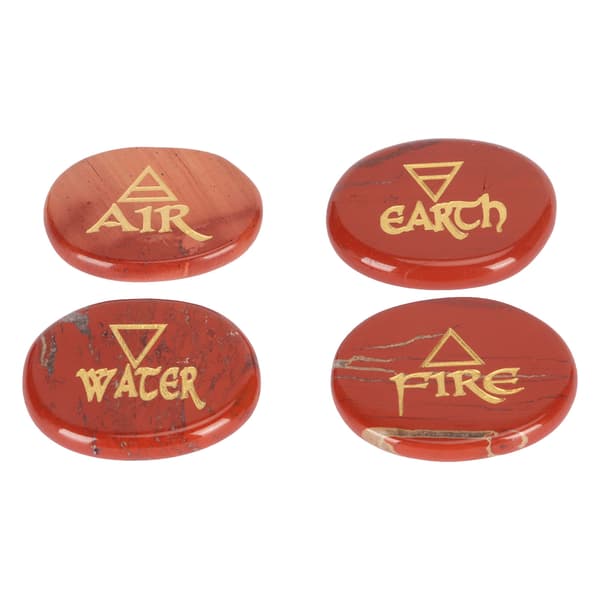 4 Elementer Sorterede Sten Graverede Trekantede Symboler Jord Luft Ild Vand Polerede Runesten til Reiki Krystaller Healing Redstone
