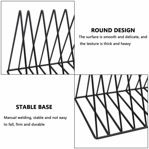 Triangular Desktop Storage, 9 Compartment Metal Record Holder, Freestanding Vinyl Rack, Document Rack, Multifunctional Organizer Bookshelf