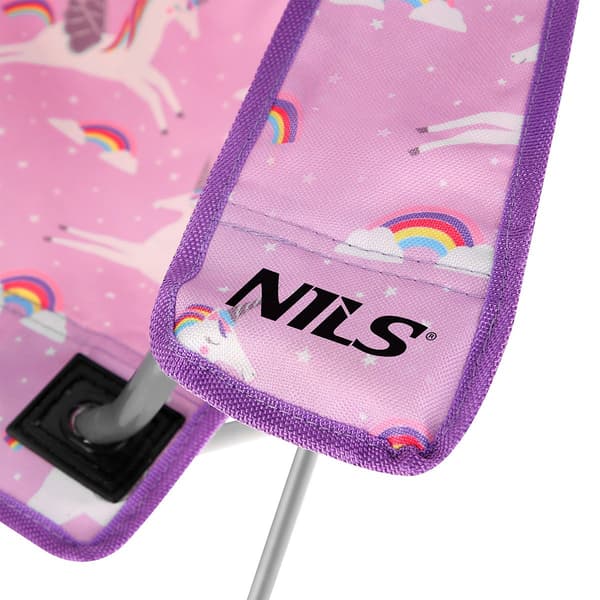 Unicorn barnestol, rosa, 50 kg, stålramme, 600D Oxford-stoff, med koppholder