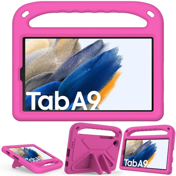 Samsung Galaxy Tab A9 / A11 Stødsikkert EVA-etui med stativ Rosarød Rosaröd