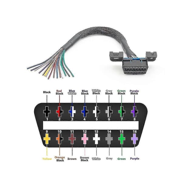 Universal Obd2 16-bens hunstik til åbent Obd-kabel hunforlængerstik båndgrænseflade