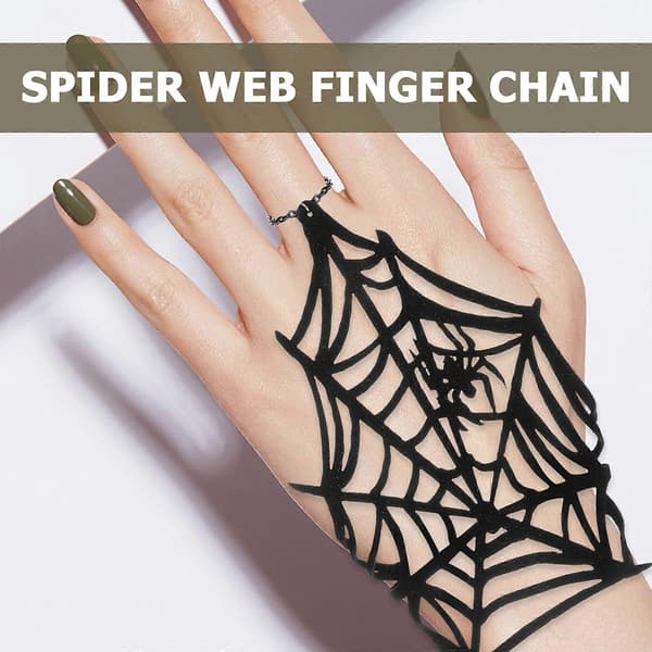 Fingerløse hansker Spindelvev Halloween Svart Polyester 16,5x16 cm