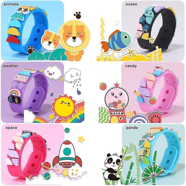 Beaded Bracelet 6-pack, Building Block Bracelets, Bead Construction Toy Set For Birthday Carnival Gift