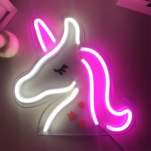 Unicorn Neonljusskylt med Strömbrytare, LED Unicorn Light, USB, Flickrum, Sovrum, Barnrum, Fest, Present