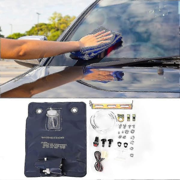 12V Universal Windshield Washer Pump With Bottle Bag Kit Fits For Classic Car 151286776374